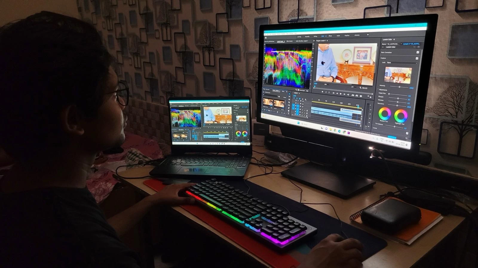 An Eknetra editor at the grading monitor